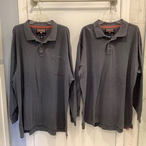 Bundle 2 Duluth Trading Co Bluish Grayish Long Sleeve Polo Shirts XL 2XL